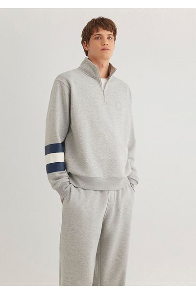 Mavi Φούτερ με λογότυπο Patch Semi-Zip Grey 0s10307-80196