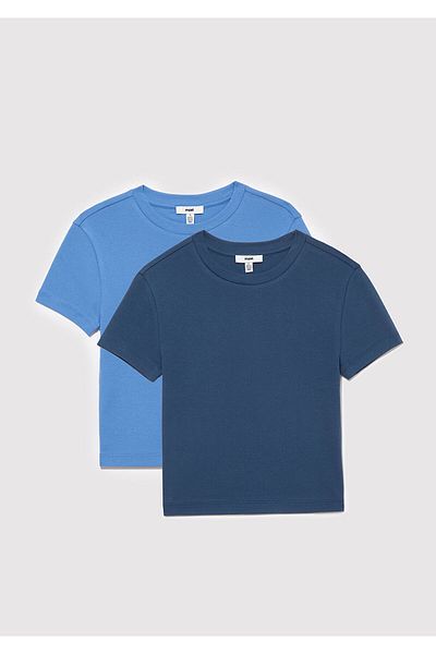 Mavi Pachet de 2 tricou Crop Basic pentru femei Crop / Cropped 1613028 -70874