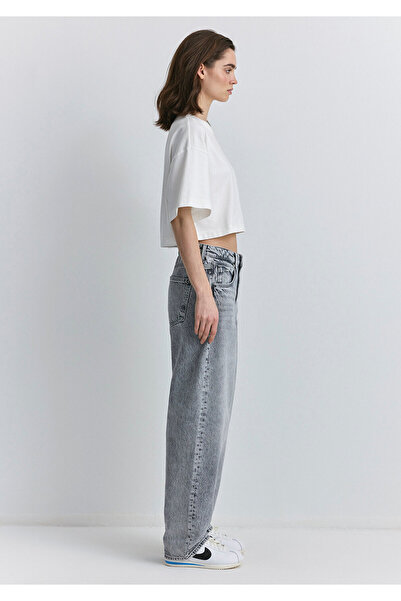 Mavi Patch Logo Baskılı Beyaz Crop Tişört Crop / Kısa Kesim 1612892-70057