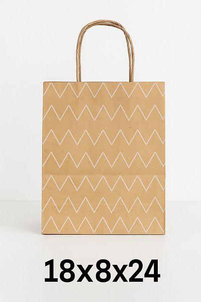 HDF PAZARLAMA 25 Pieces Zigzag Patterned 18*8*24 Kraft Bags
