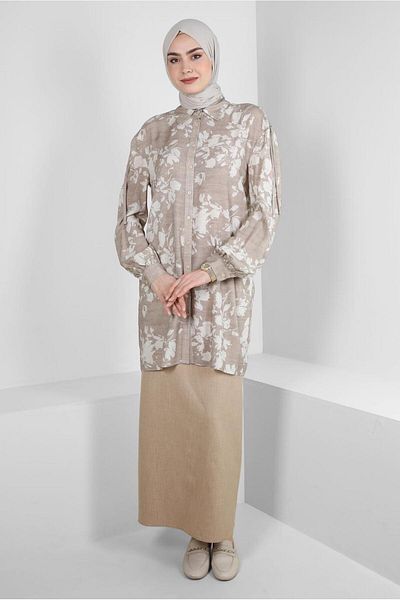 Alvina PATTERNED BINDING DETAILED SHIRT TUNIC 43733