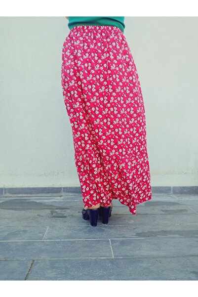 hoaryage Viscose Print - Crispy Floral Skirt with Ruffle and Button Detail