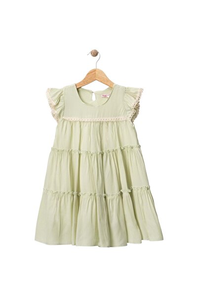 Babexi Tiered Muslin Dress Green