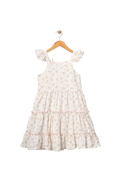 Babexi ROCHIE DE MUSLINĂ CU BRODARE FLORI Ecru