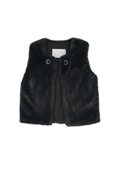 best kids Plush Vest with Eyelet Detail Black