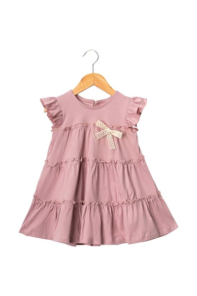 Babexi فستان من القطن الممشط متعدد الطبقات باللون الوردي الباهت