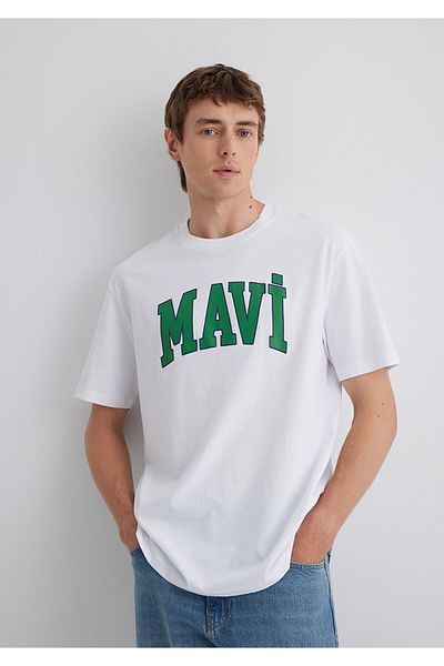 Mavi Λευκό T-shirt με λογότυπο Loose Fit / Loose Relaxed Fit0611711-620