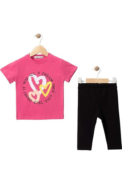 Babexi Heart Printed Tights Set Black