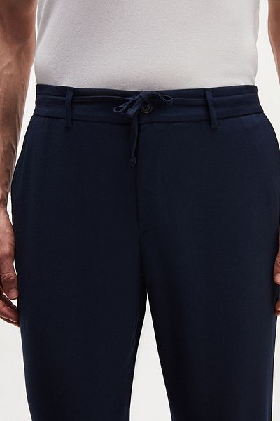 D'S Damat Ds Damat Slim Fit Light Navy Blue ελαστική μέση με κορδόνι με φερμουάρ Lycra Άνετο παντελόνι Jogger