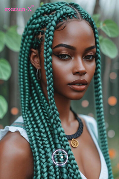 X-Pression شعر صناعي للضفائر الأفريقية والراستا 165 جرام أخضر متوسط # دينار ب...