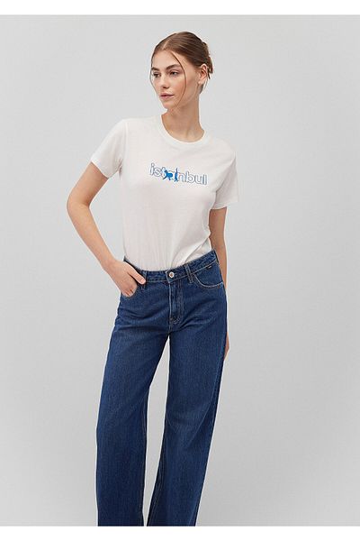 Mavi Tricou alb cu imprimeu Kedi Istanbul Slim Fit / Slim Fit 1612110-70057