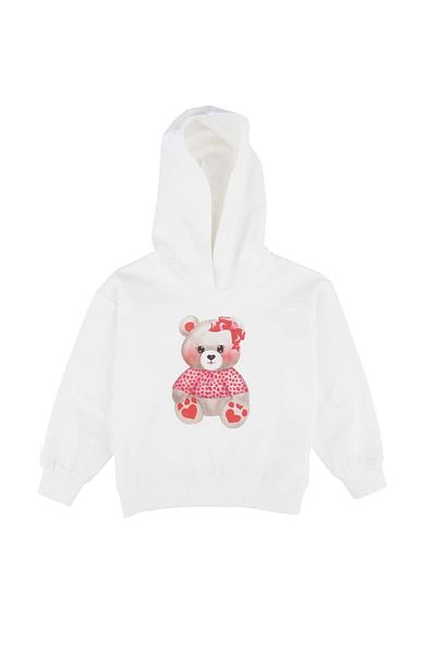 best kids Teddy Bear Hooded Sweatshirt Ecru