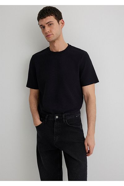 Mavi Černé základní tričko s texturou – Regular Fit0610277-900