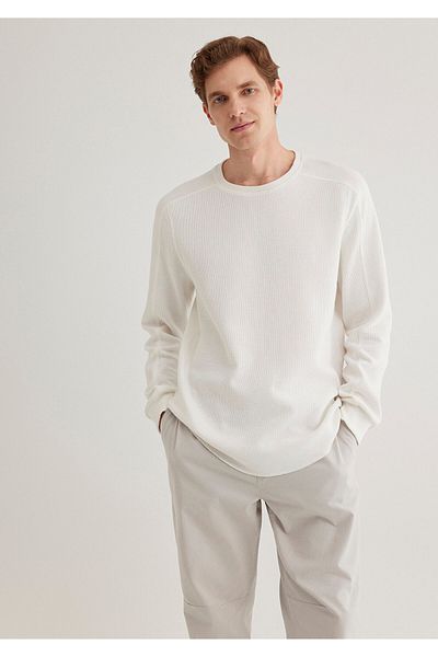 Mavi Μακρυμάνικο μπλουζάκι με υφή Λευκό Basic Slim Fit / Slim Fit 0610106 -70054