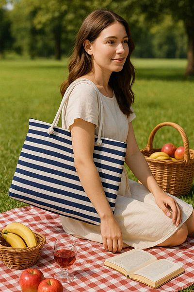 Tosyalı Burak Bebe Geantă de plajă de dimensiuni mari, geantă de picnic și geantă de umăr, buzunar dublu cu frânghie și fermoar