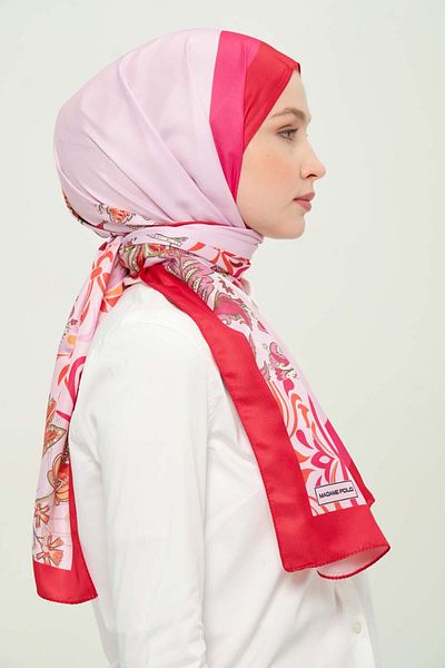 Madame Polo Digital Twil Shawl Multicolored Patterned Wrinkle-Free Non-Slip 75X180 cm