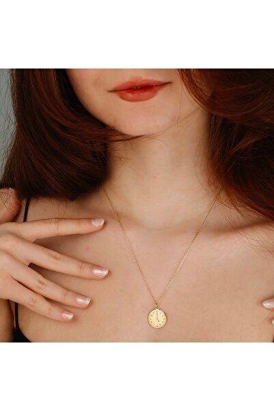 altın temas Kişisel Anı Saat Kolyesi – 18K Altın Kaplama 925 Ayar Gümüş – Min...