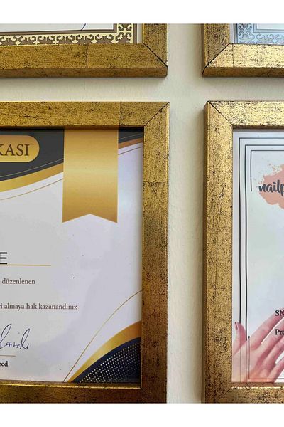 Wooden Factory 21X30 cm Set of 6 Gold Color Decorative Frames – Blank Picture Frame for Wall