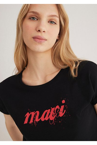 Mavi Čierne tričko Slim Fit / Slim Fit s potlačou loga 166422-900