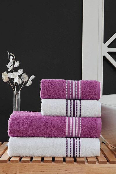 Acacia Σετ πετσετών μπάνιου 4 τεμαχίων Elvin Lilac Elvin 70x140cm X2 / 50x90cm X2