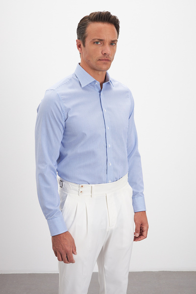 Paşahan Не потребує прасування Non Iron 100% бавовна Класична сорочка в смужку з коміром