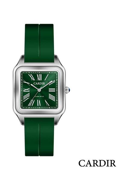CARDIR Modern Cartier Watch with Rubber Strap and Transparent Dial in Trendy Design with Latin Letters