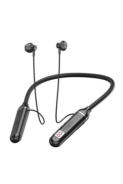 Choice Black Bluetooth 5.2 Earphones Neckband Headphones Led Digital Display Dual Mode Waterproof
