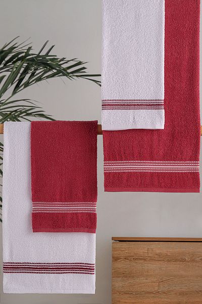 MODALİN 4 részes fürdőszobai törölköző szett Elvin Claret Red - 70x140cm X2 / 50x90cm X2