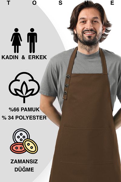 TOSHE Kitchen Apron Waterproof Chef Apron with 2 Wide Pockets Barista Apron Apron