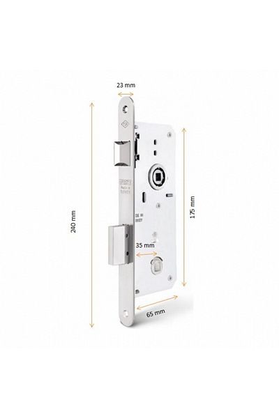 Tursan Recessed Lock WC Oval 23 Mm Mirrored 35 Mm