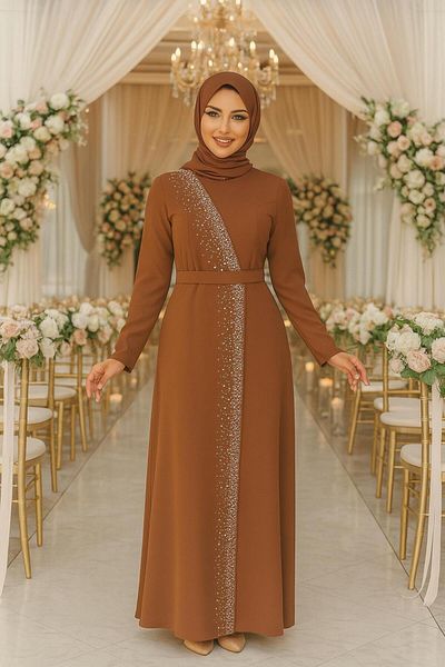 Neva Style Βραδινό φόρεμα Hijab με χάντρες 32150tb