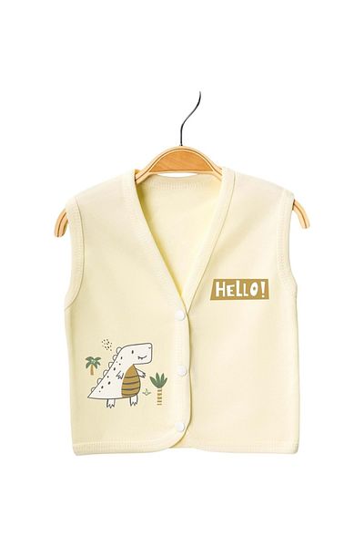 Babexi Hello Dino Printed Vest Yellow