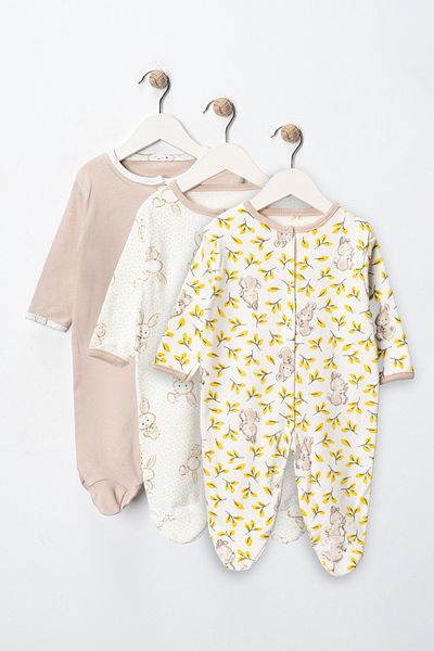 ENİA BABY Baby Girl Printed Cotton Booties 3-Piece Jumpsuit Colorful Patterned Newborn Baby Outfit