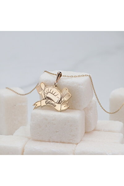 ALTINTEMAS Kişiye Özel Aşçı Şapkası ve Mutfak Temalı Kolye – 925 Ayar Gümüş Altın Kaplama