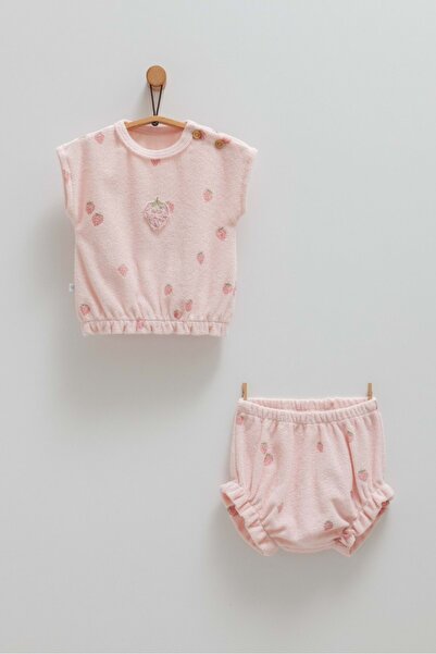 Caramell BERRY DAYS HAVLU KUMAŞ TSHIRT KISA ŞORT TAKIM Pembe
