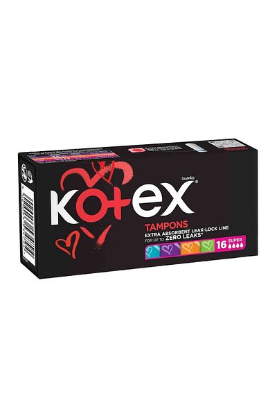Kotex Tampons Silky Cover Super | 16 Pcs | 15mm Diameter | 55mm Length | Ultra Comfort