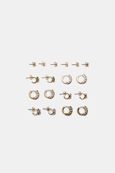 Stradivarius Set of 9 pairs of shiny earrings