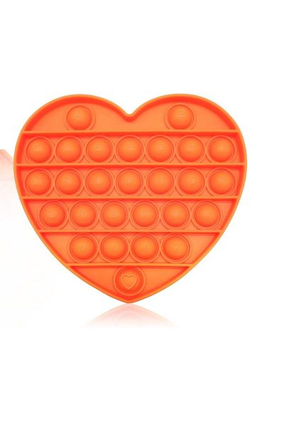 Generic Push Pop Fidget Toy, Love Heart Shape Push Pop Bubble Sensory Irritability Toy, Orange