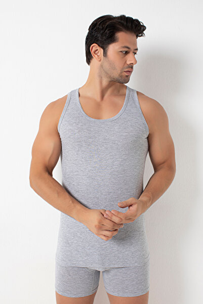 donset Ανδρικό γκρι εσώρουχο Boxer 3 Singlet 3 Boxer Προσαρμοσμένο Σετ Συσκευ...