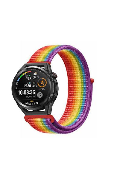 Tagomoon Huawei Watch Gt Runner Uyumlu Spor Kumaş Desenli Cırt Cırtlı Kordon ...