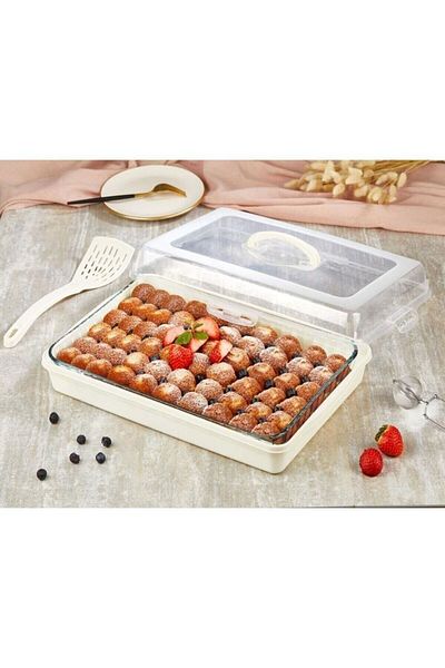 DEMPA Large Size Rectangular Locking Cake Pastry and Pyrex Carrying and Storage Set