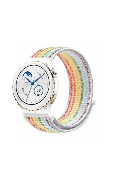 Tagomoon Huawei Watch Gt3 Pro 43mm Uyumlu Kordon Kumaş Desenli Cırt Cırtlı Sp...