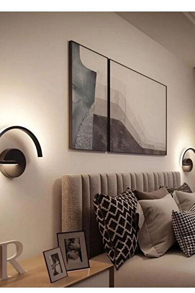 Ömür Avize Moka Siyah Mimari Tasarım Ledli Aplik 2 Adet ( Pilli Değildir )