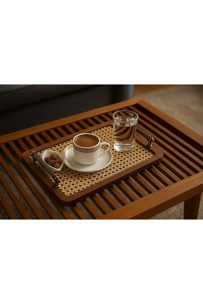 arykanda RATTAN TRAY - DECORATIVE SERVING TRAY
