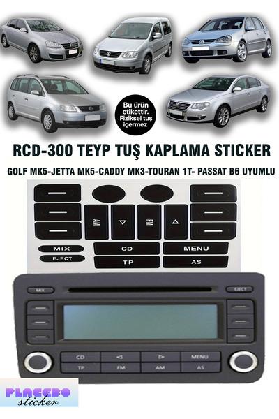 PLACEBO Golf 5 – Jetta 5 – Caddy – Touran – Passat B6 Teyp Tuş Sticker Seti |...
