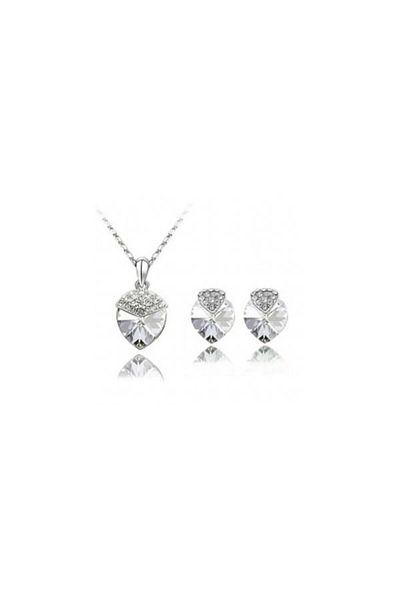 Kelan Set elegant de bijuterii – Inimă cu brățară și cristal alb