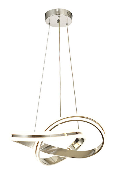 Avizemoda Atom 40 cm Dimmer Kumandalı 3 Renk Ledli (Sarı-Beyaz-Gün Işığı) Modern Sarkıt Avize - Krom