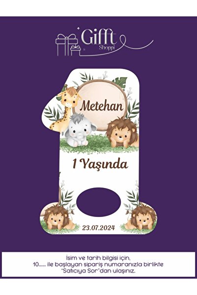 giftshoppi (10 Adet )Açacak Magnet Hediyelik Bebek Hediyelik Safari 1 Yaş Doğ...