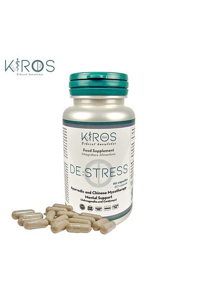 Kiros Diet De:stress, Anti-Stress Supplement With Ashwagandha Ksm-66, Cordyceps And Vitamin C, 60 Capsules