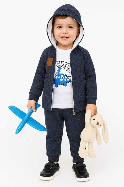 Tosyalı Burak Bebe Waffle Patterned Children's Seasonal Set - Short Sleeve and T-shirt